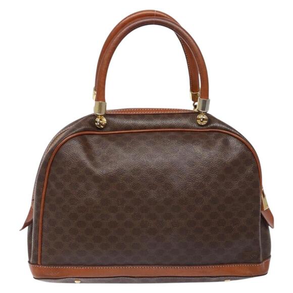 CELINE Macadam Canvas Hand Bag Pvc Leather Brown Gold - Picture 3 of 13